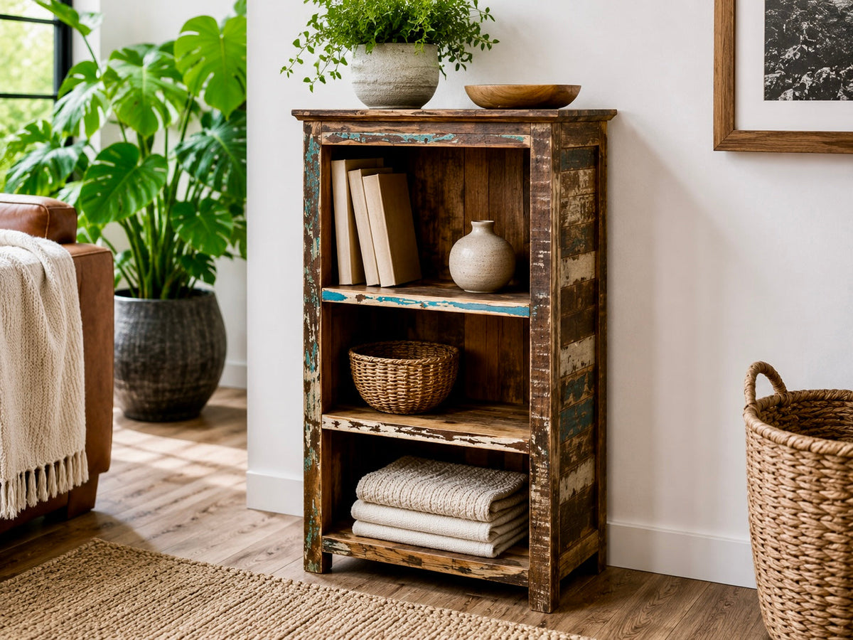 Small Nagari Bookshelf in Recycled Wood