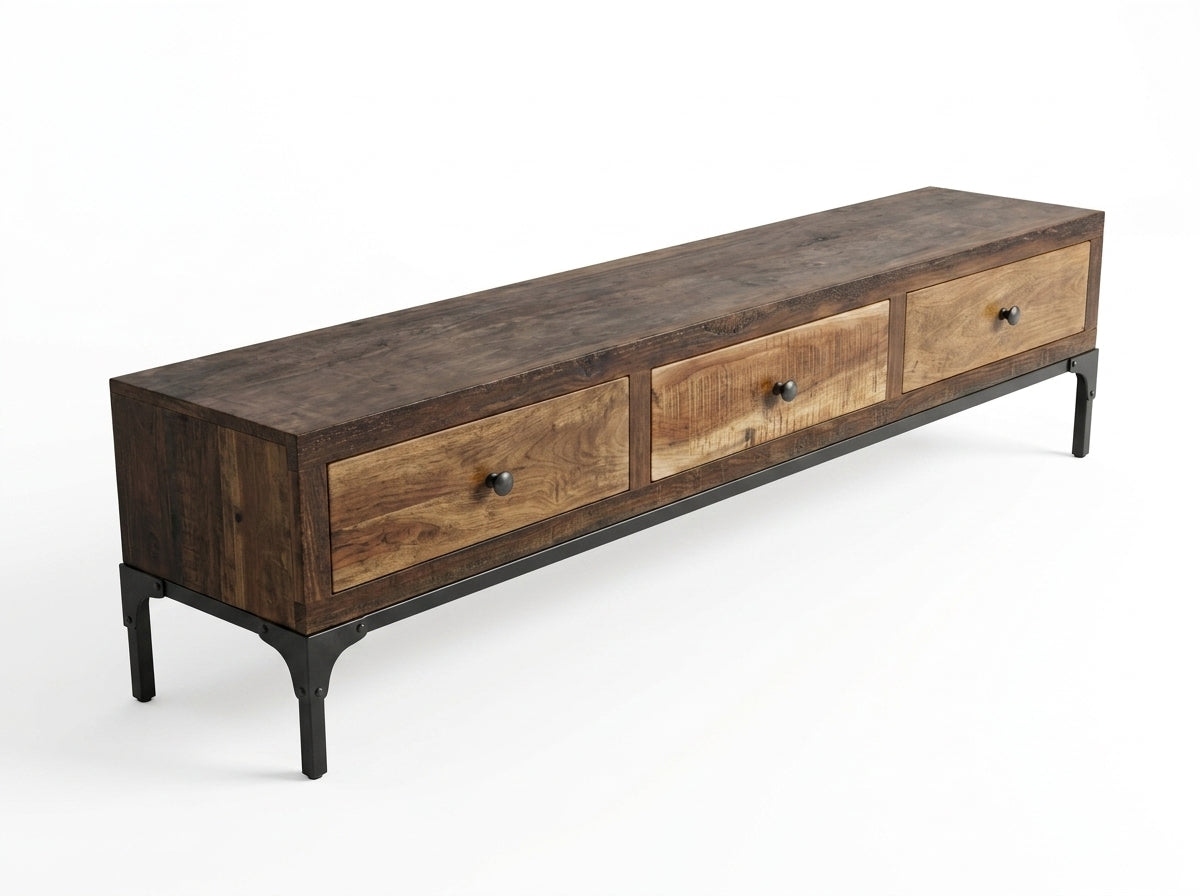 Banc en bois recyclé 3 tiroirs