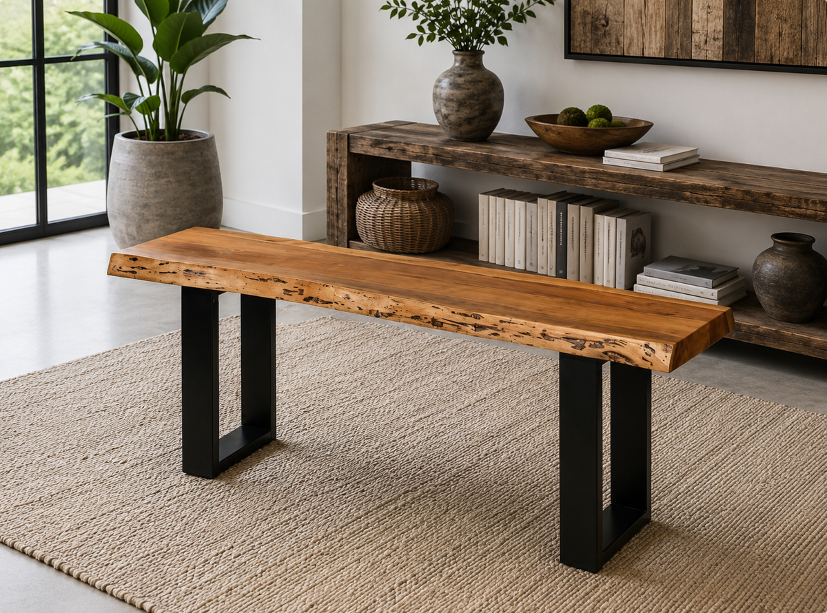Acacia live edge bench