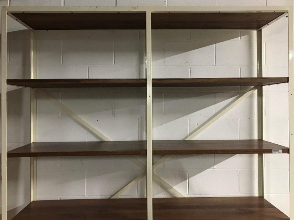 Rosewood and metal bookshelf