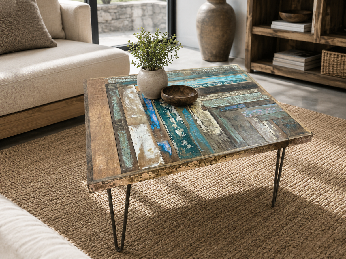 Colored Coffee Table in Recycled Wood