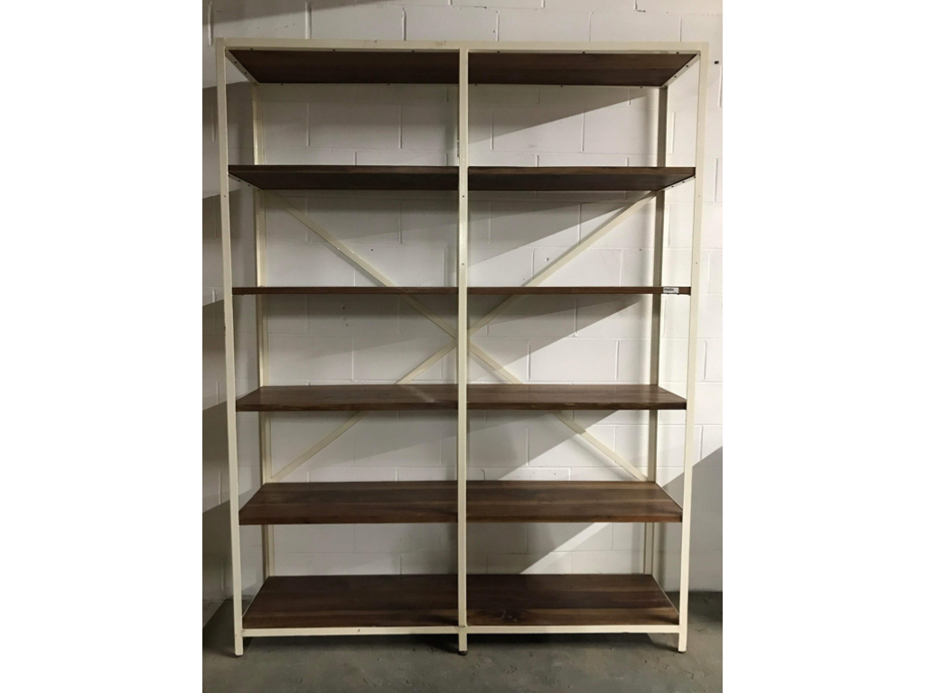 Rosewood and metal bookshelf