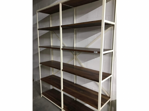 Rosewood and metal bookshelf