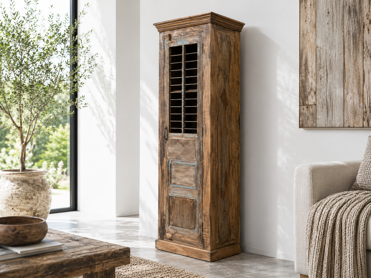 Kundli 1-Door Wardrobe in Recycled Teak