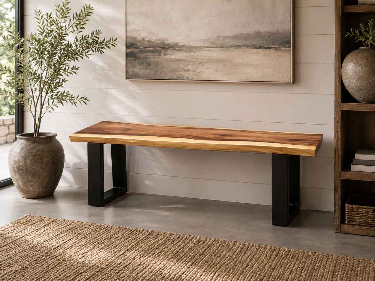 Live edge suar wood bench
