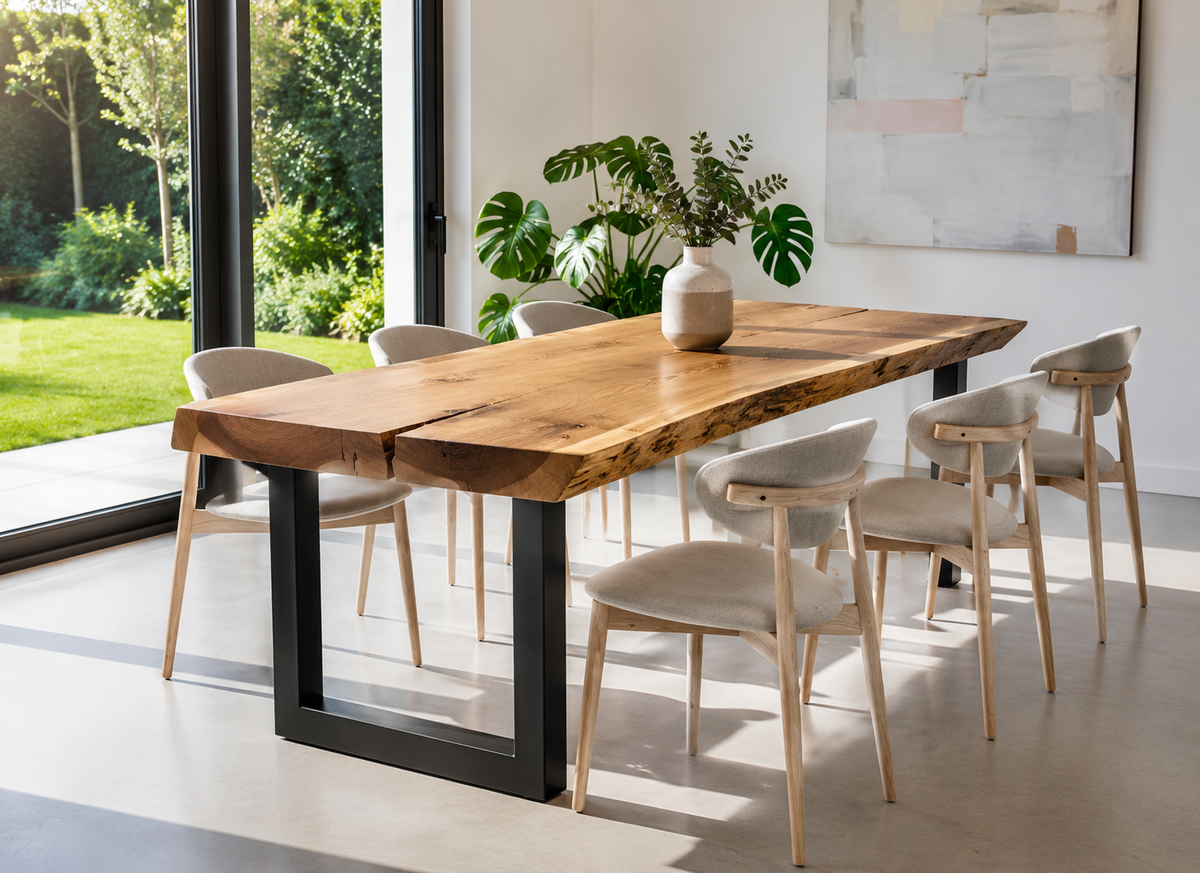 Table à diner live edge en bois de Suar massif