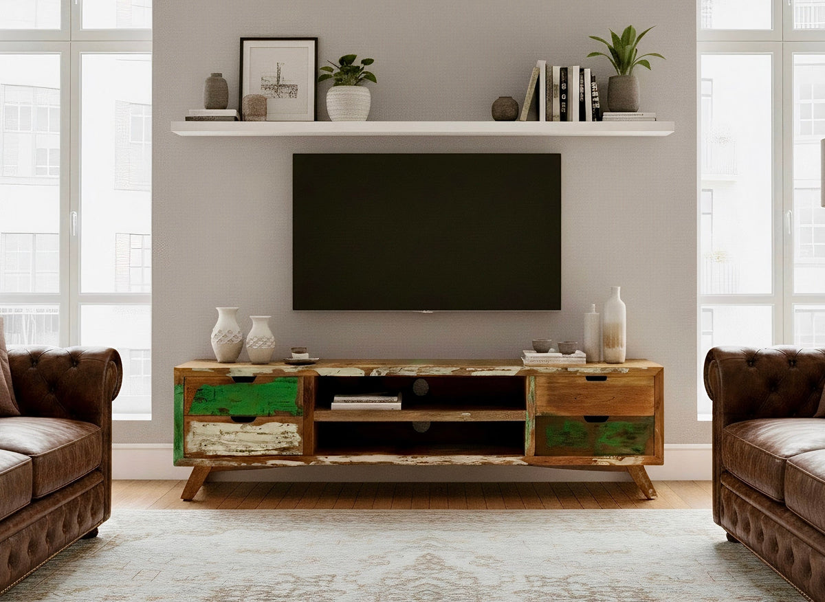 Recycled wood TV cabinet
