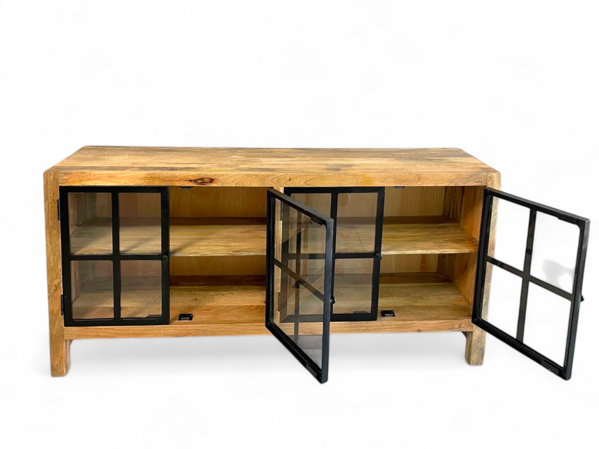 Glass mango wood sideboard