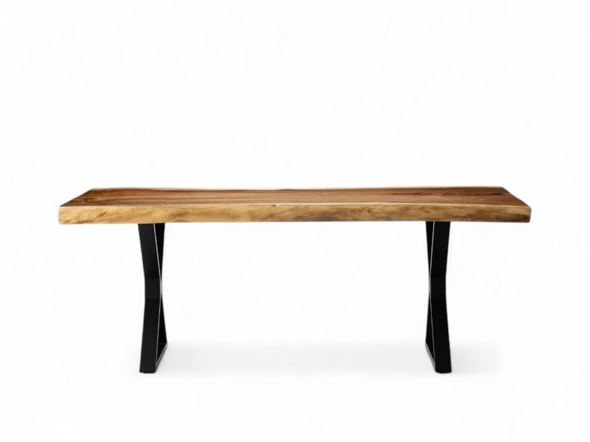 Live edge dining table made of solid Suar wood