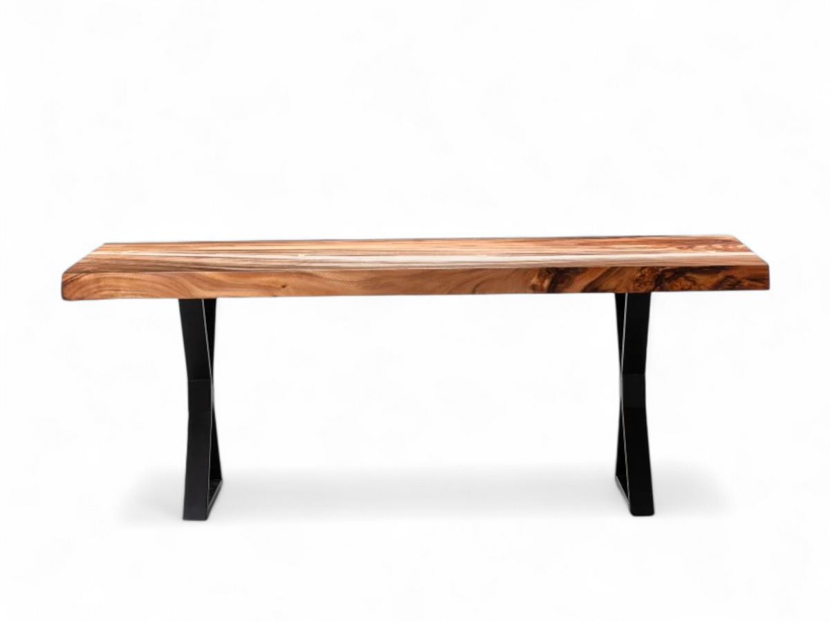 Straight cut dining table made of solid Suar wood