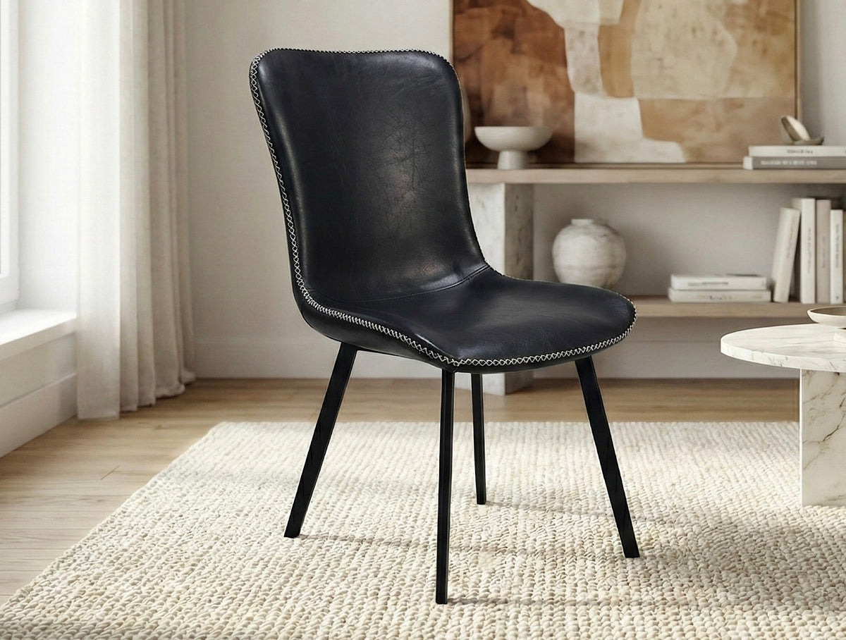 Chair with white stitching