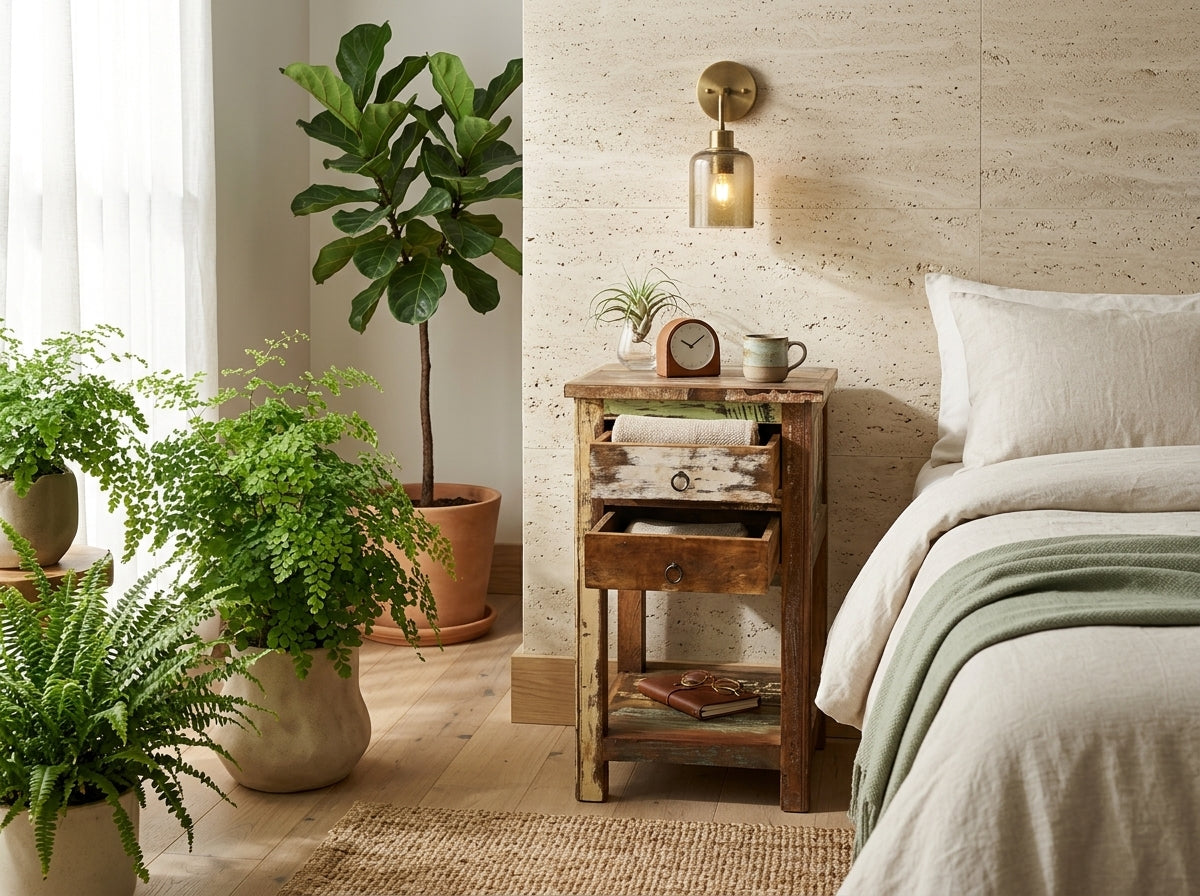 Recycled wood side table