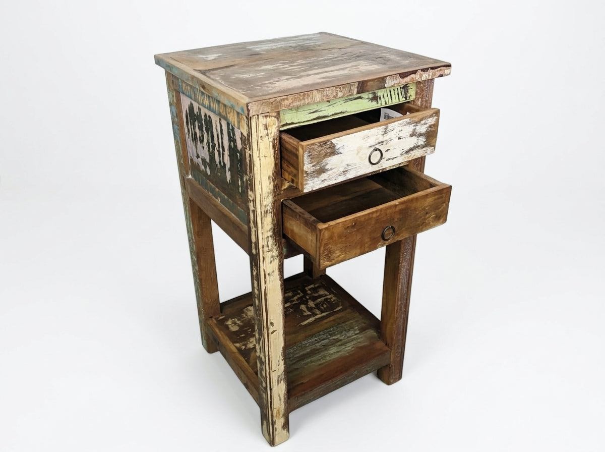 Recycled wood side table