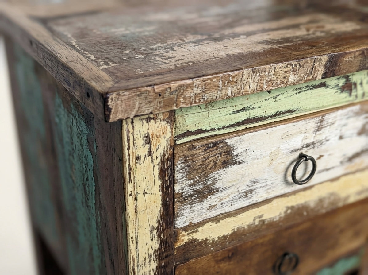 Recycled wood side table
