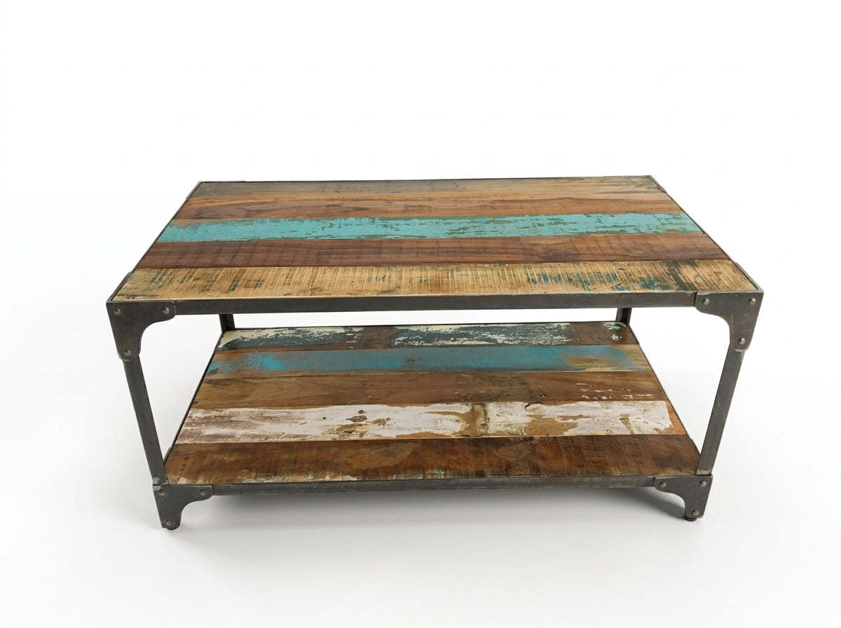 Table a café métal et bois recyclé