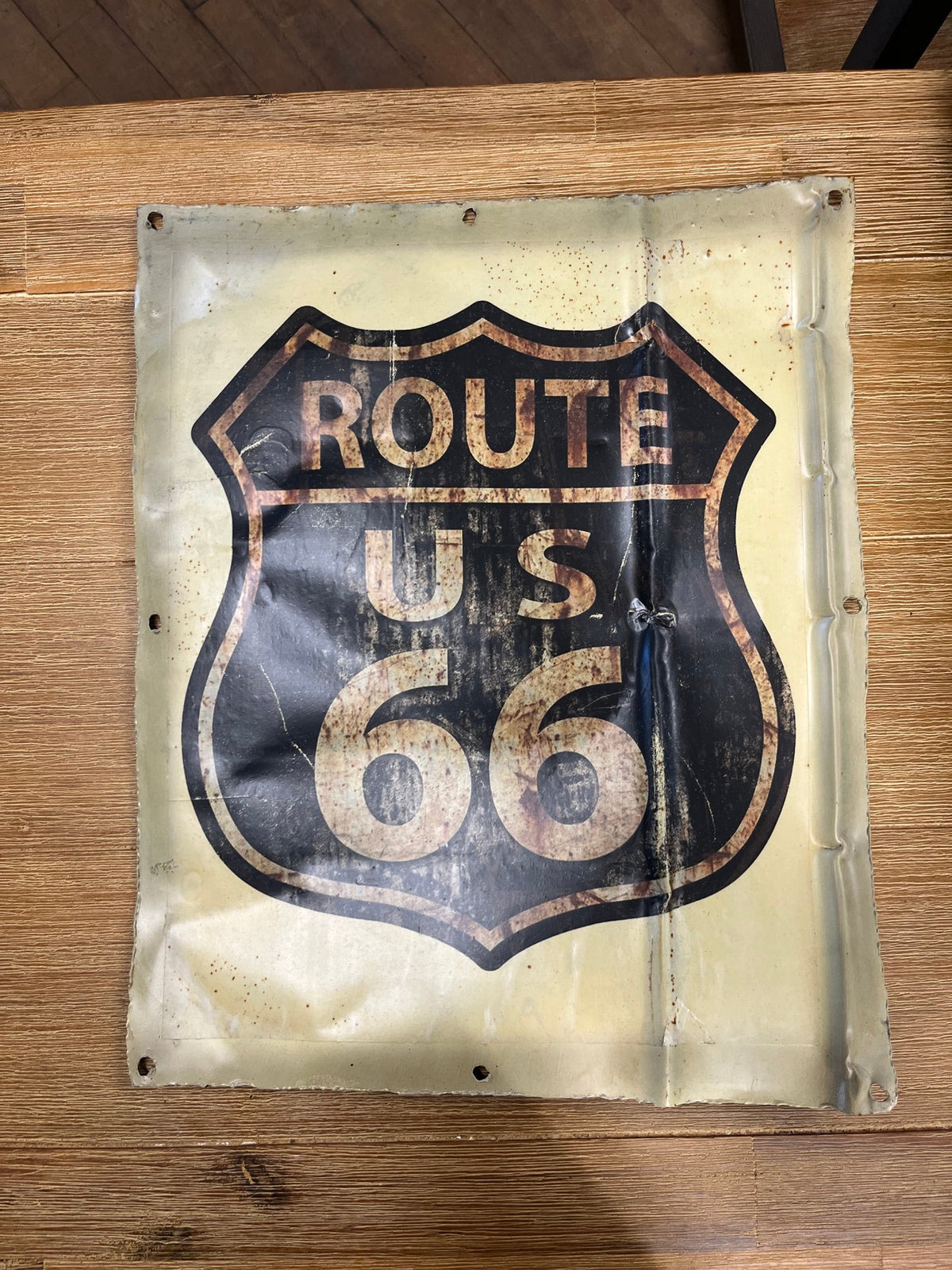 Plaque murale en métal vieilli, écusson Route 66