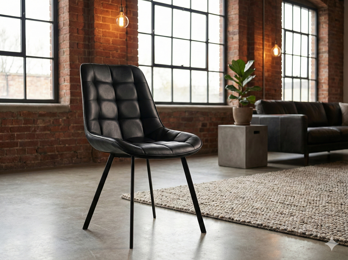 Chaise rembourrée dossier enveloppant