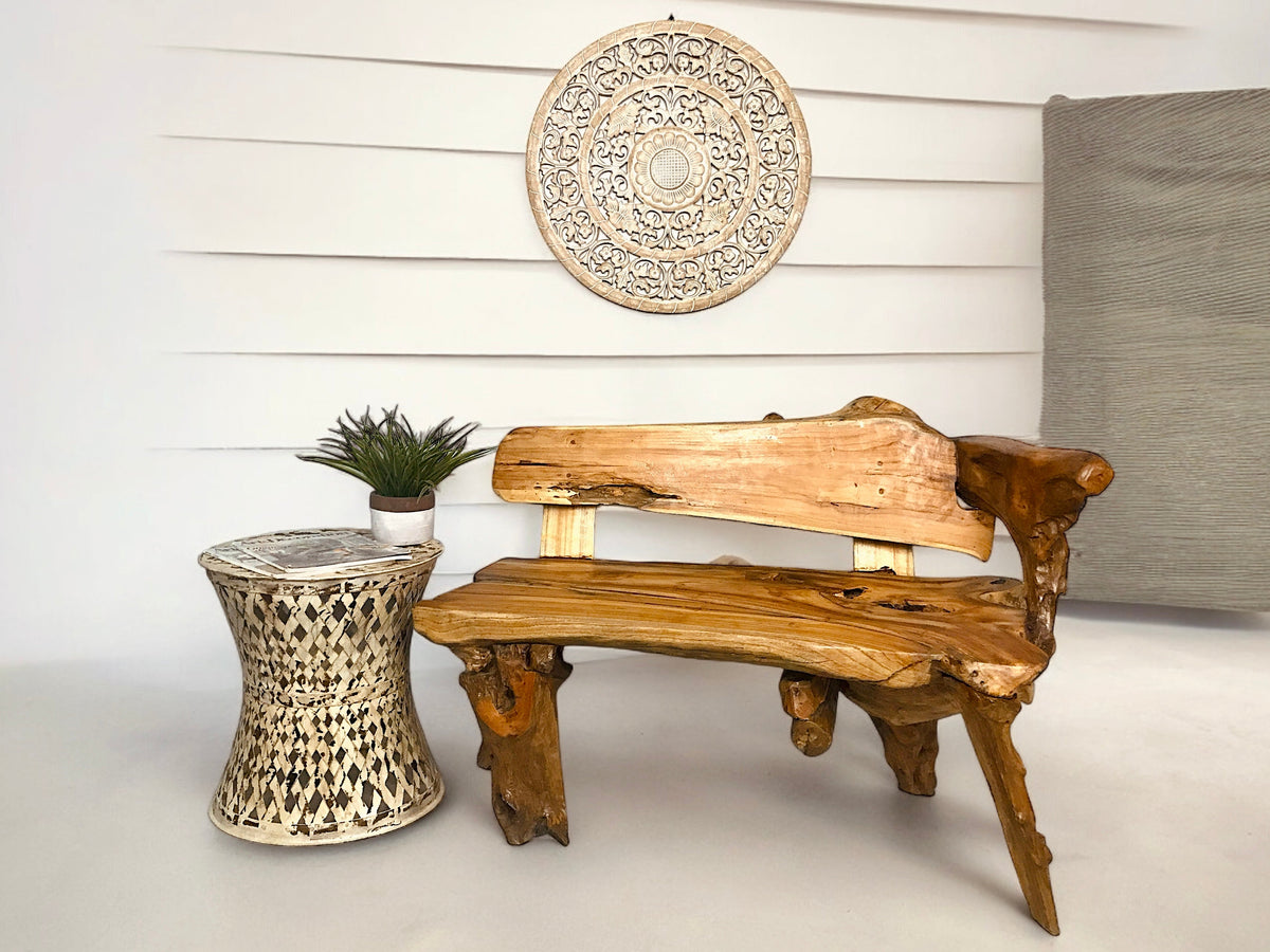 Teak root bench