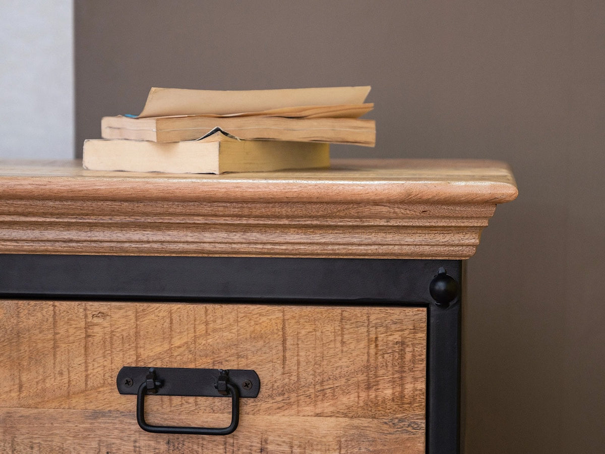 Metal and mango wood industrial cabinet