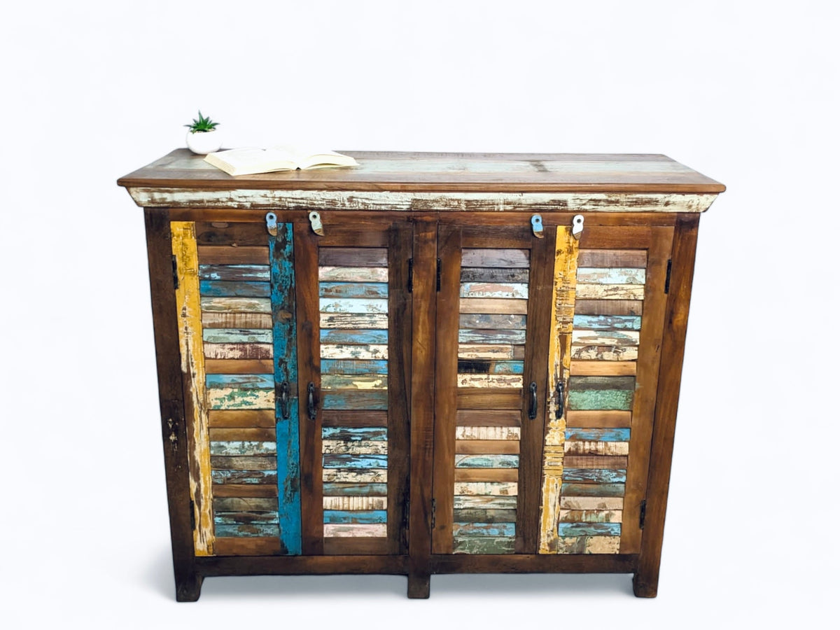 Buffet Billy en bois recyclé — détail du bois
