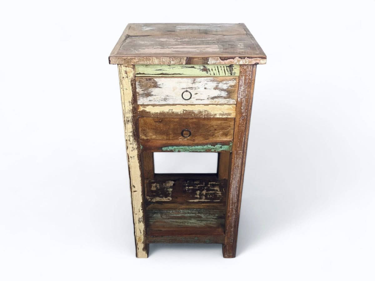 Recycled wood side table