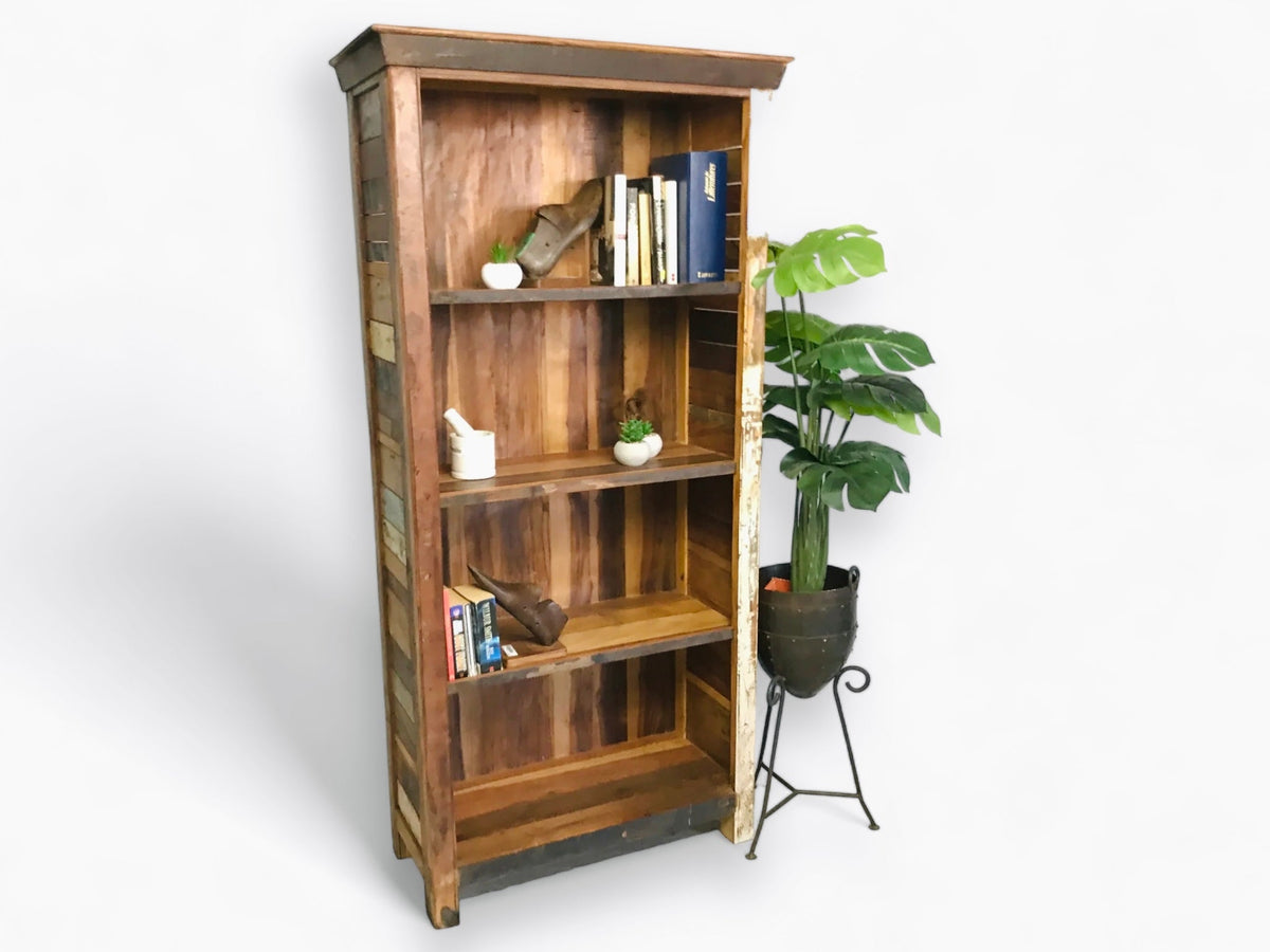 Recycled wood bookshelf