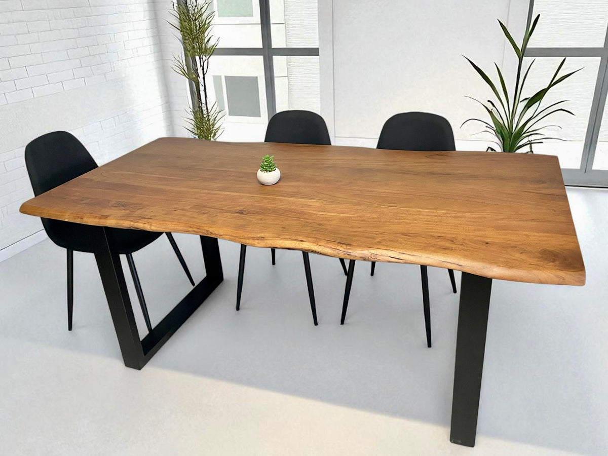 Table a diner Acacia Brun