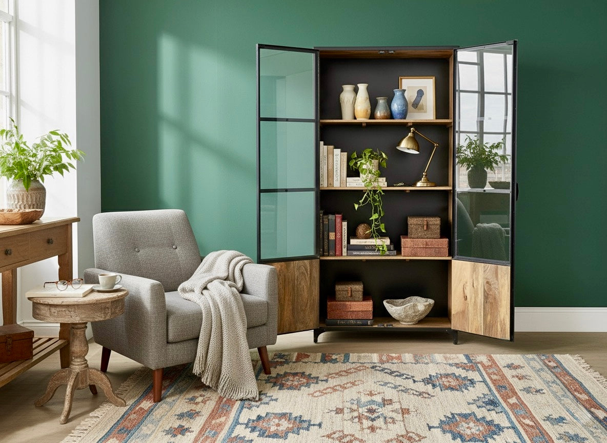 Armoire Manguier Métal Vitrée