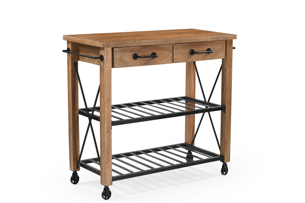 Mango wood trolley