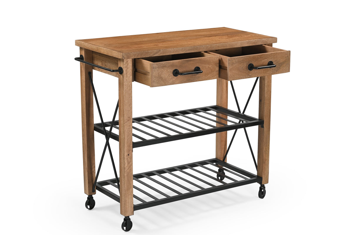 Mango wood trolley