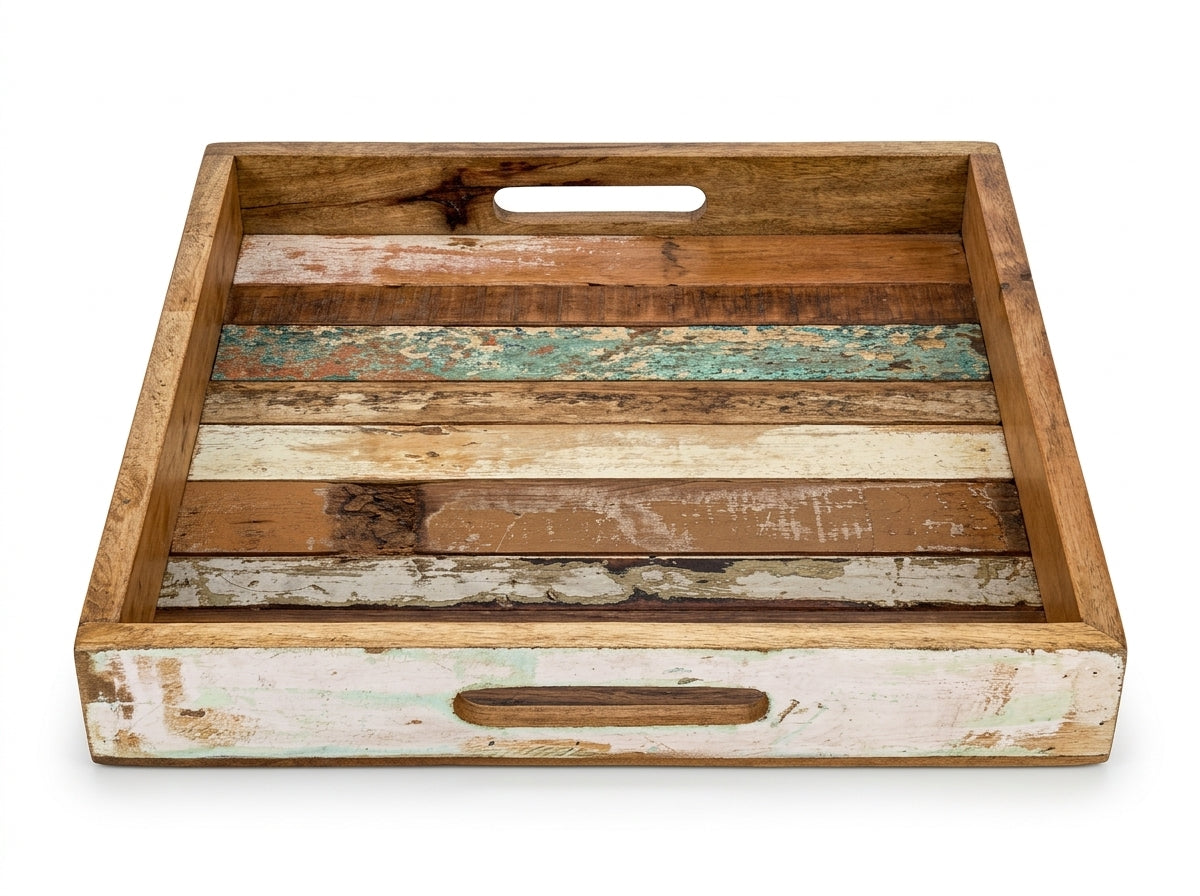 Plateau carré en bois recyclé