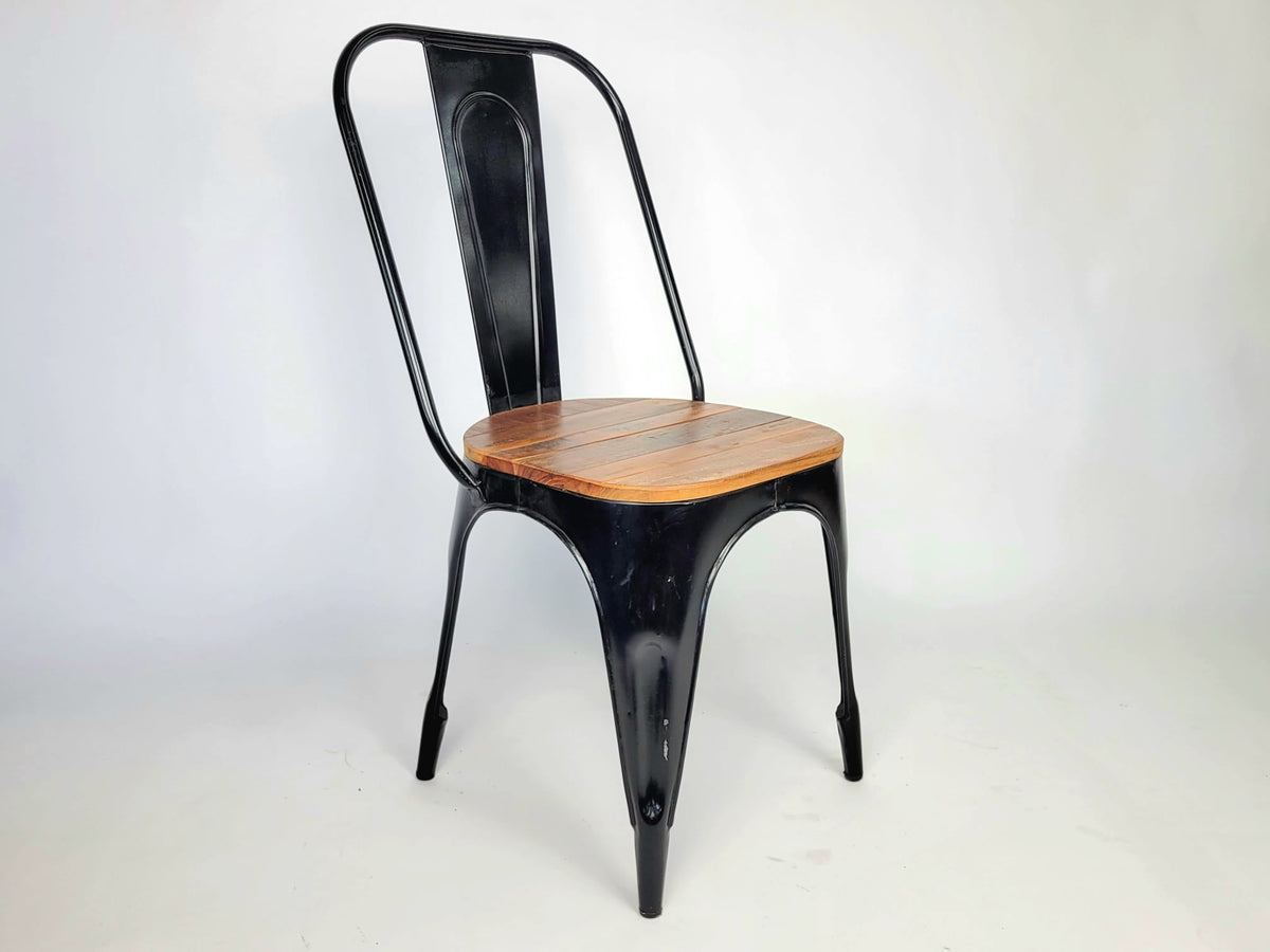 Chaise Tolix metal et bois recyclé