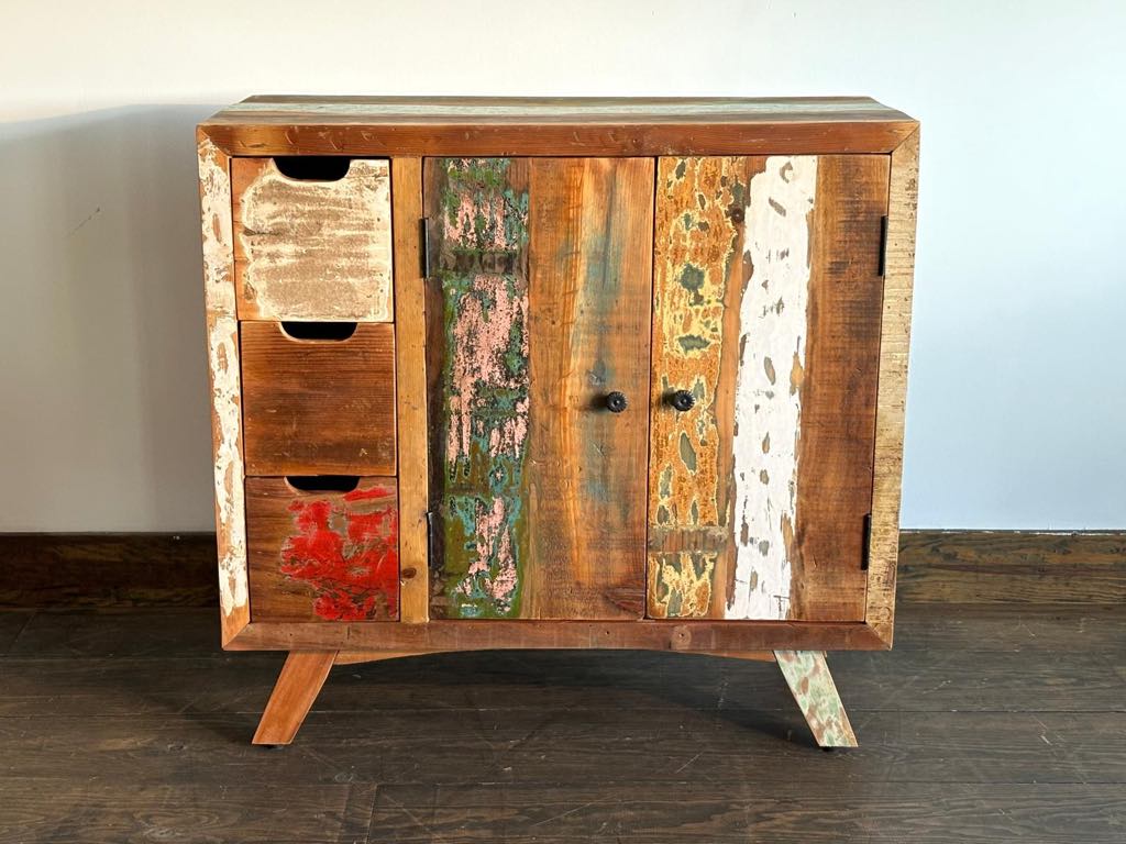 Recycled wood sideboard 90cm