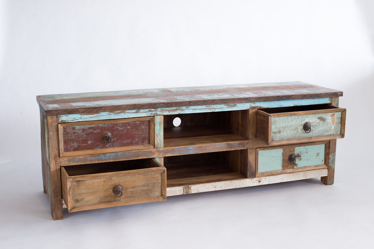 Lamony TV stand, two drawers open