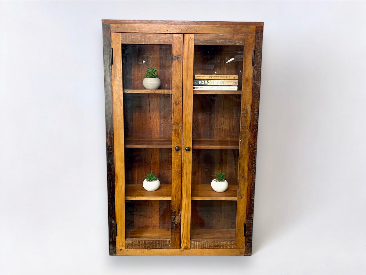 Recycled wood wall display case