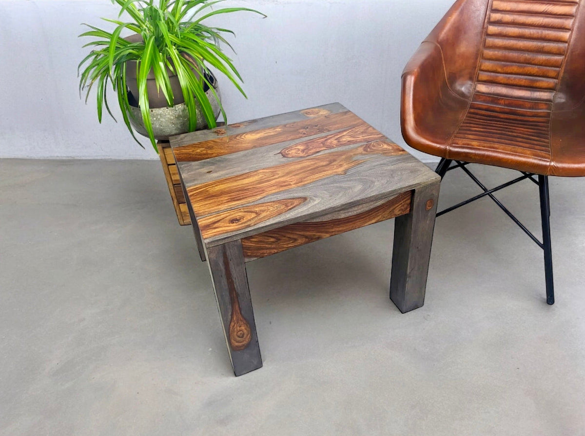 Table à café carrée en bois de rose