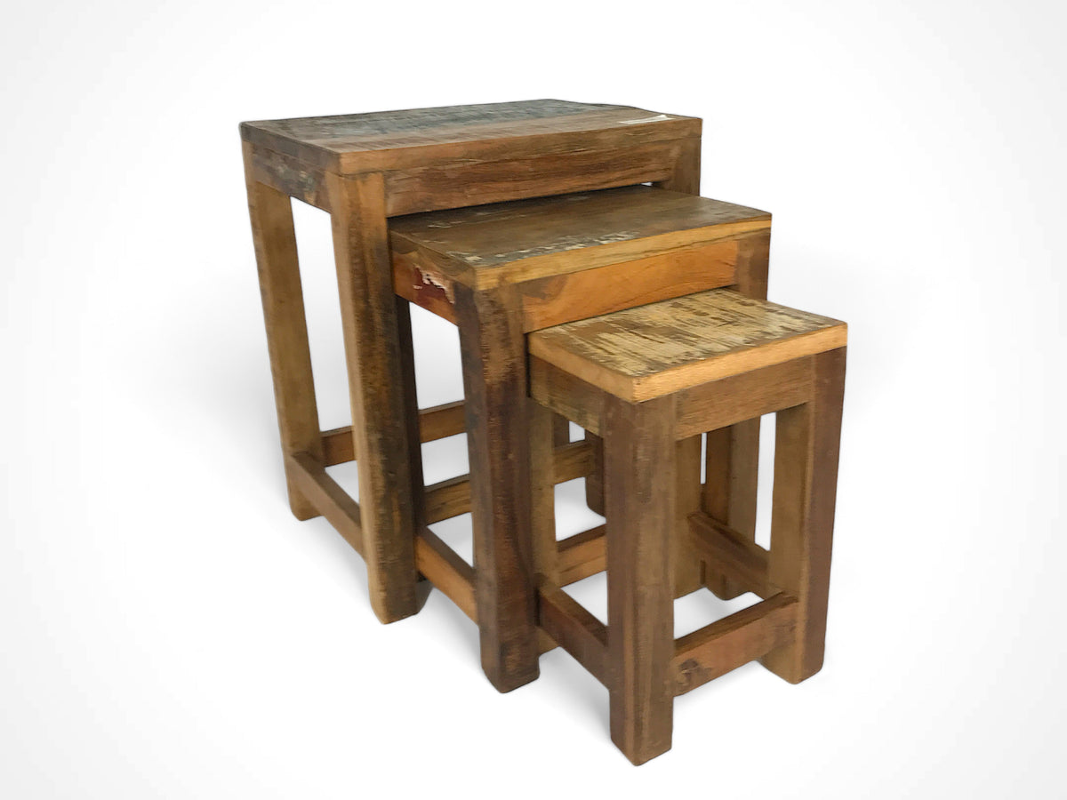 Nested tables made of recycled wood