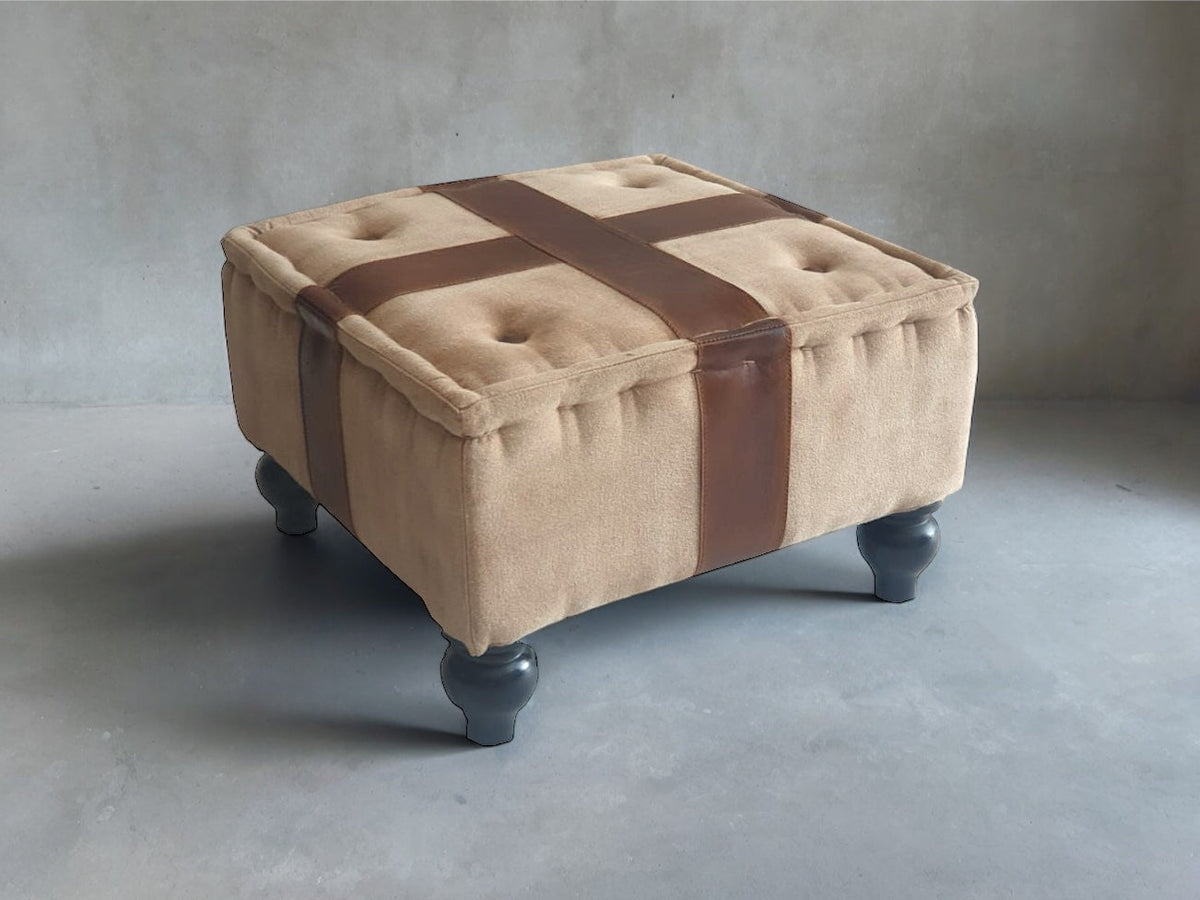 Canvas and leather stool