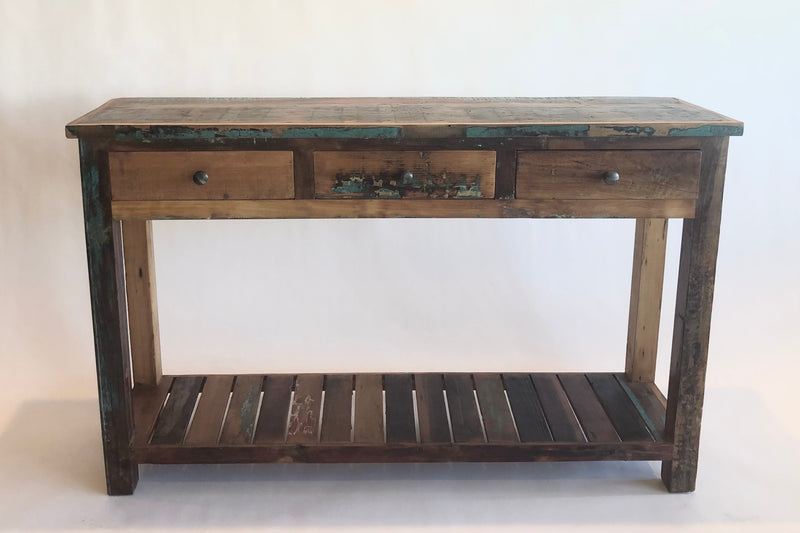 Console 3 drawers in recycled wood