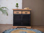 Industrial metal and mango wood cabinet