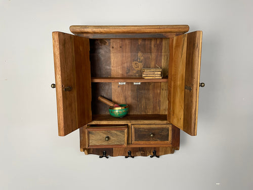 Recycled wood medicine and pharmacy cabinet